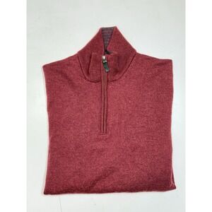 UNTUCKIit 1/4 Zip Pullover Sweater Mens Large Red Merino Wool Mock Neck Preppy‎